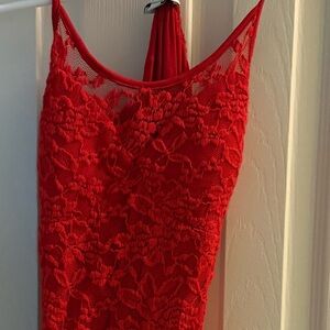 Red lace guess racer back top